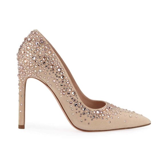 Stuart Weitzman Shoes - Stuart Weitzman Lalaina Crystal-Embellished Suede